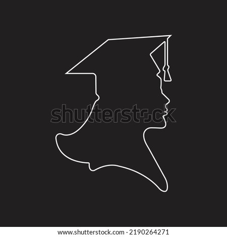 Graduate girl in square cap or hat with tassel vector icon