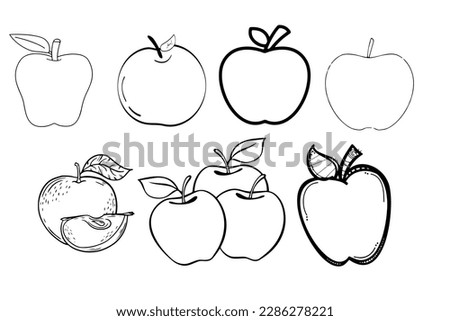 several aples with various styles in black and white