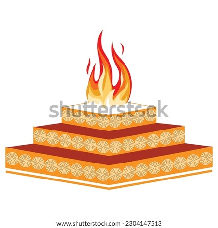 havan, hindu religion spiritual fire vector illustration