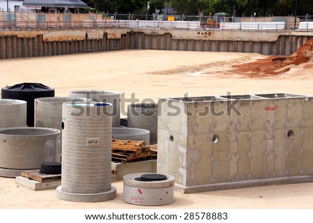 Precast Concrete in Construction Site Pit