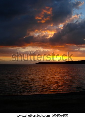 Lake Taupo at Sunset, Taupo, North Island, New Zealand