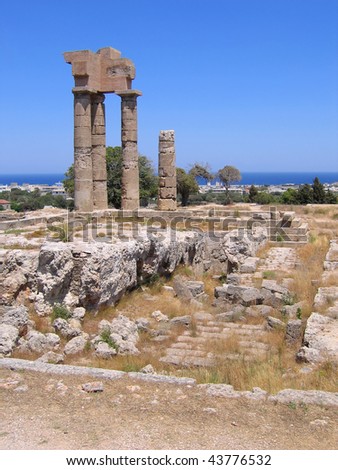 ruins of ancient Greek temple with columns