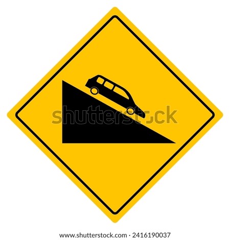 Steep descent sign. Vector design.