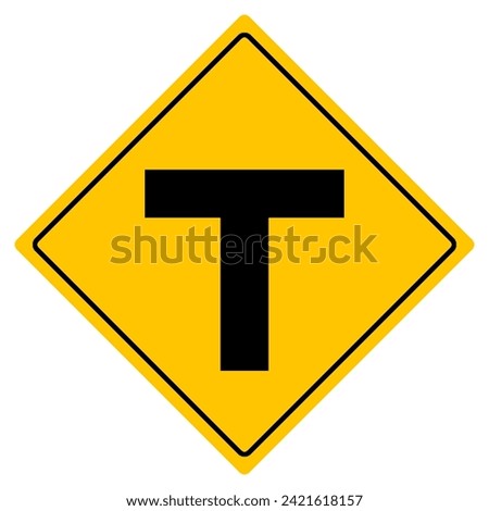 T intersection sign. Vector design.