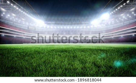 Night stadium with illumination 3D rendering.
