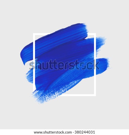 Logo paint template. Original grunge brush paint texture design acrylic stroke poster over square frame vector. Original rough paper hand painted vector. Perfect design for headline, logo and banner.