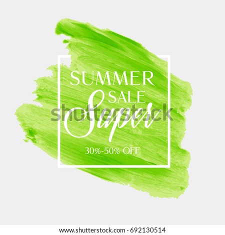 summer sale sign over watercolor art brush stroke paint abstract