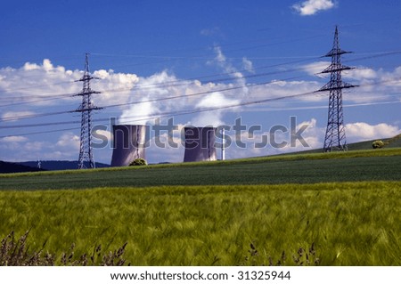 electric power station, pylons and pinwheel