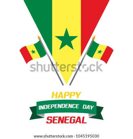 Creative vector illustration for Senegal Independence Day wishes. Senegal Flag and Decorative elements. Can be used for banners, backgrounds, greetings, badge, symbol, flag, poster and print design. 