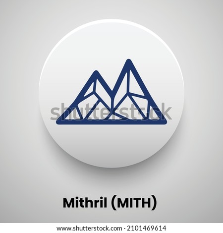 Creative block chain based crypto currency Mithril (MITH) logo vector illustration design. Can be used as currency icon, badge, label, symbol, sticker and print background template