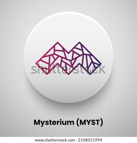 Creative block chain based crypto currency Mysterium (MYST) logo vector illustration design. Can be used as currency icon, badge, label, symbol, sticker and print background template