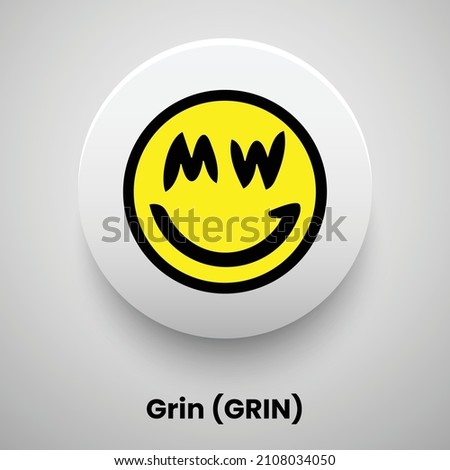 Creative block chain based crypto currency Grin (GRIN) logo vector illustration design. Can be used as currency icon, badge, label, symbol, sticker and print background template