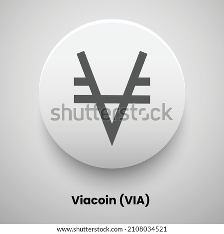 Creative block chain based crypto currency Viacoin (VIA) logo vector illustration design. Can be used as currency icon, badge, label, symbol, sticker and print background template