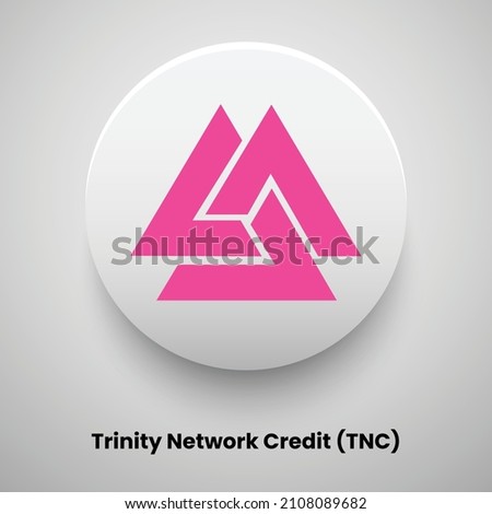 Creative block chain based crypto currency Trinity Network Credit (TNC) logo vector illustration design. Can be used as currency icon, badge, label, symbol, sticker and print background template