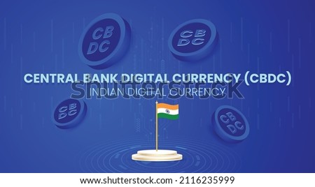 Indian Digital currency CBDC Central Bank Digital Currency concept vector illustration template