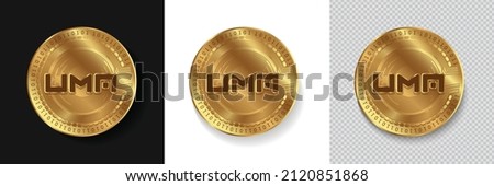 Set of Uma (UMA) crypto currency logo symbol vector isolated on white, dark and transparent background. Can be used as golden coin sticker, icon, label, badge, print design and emblem Foto stock © 