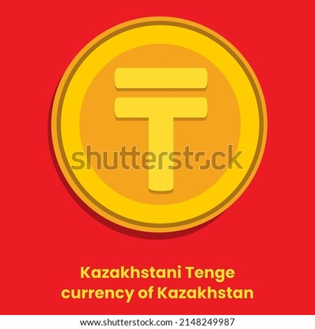 Kazakhstani Tenge official Currency Symbol of Kazakhstan. Tenge golden coin vector illustration template. Kazakhstan money sign. 