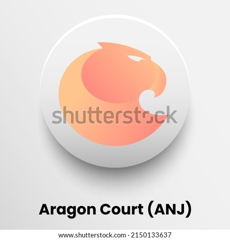 Creative block chain based crypto currency Aragon Court (ANJ) logo vector illustration design. Can be used as currency icon, badge, label, symbol, sticker and print background template