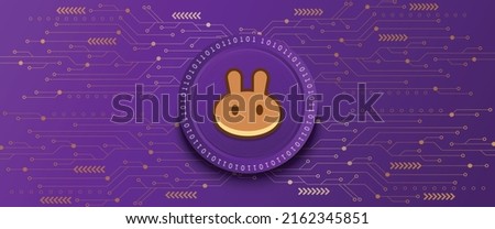 Creative Pancakeswap (CAKE) block chain technology based cryptocurrency coin banner and background illustration