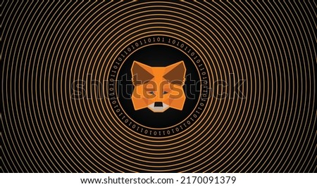 Metamask crypto currency trading exchange logo vector technology banner illustration template. 