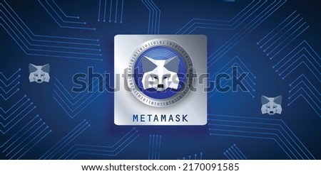 Metamask Crypto currency exchange technology banner. Block chain and decentralized finance concept vector illustration template. 