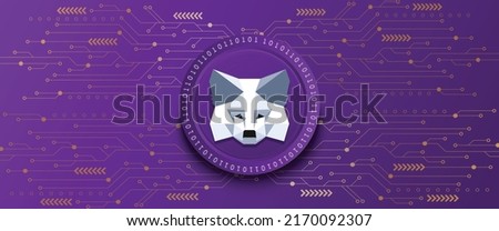 Metamask 3D crypto currency coin logo. Virtual money wallet concept vector illustration banner and background template. 