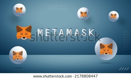 Metamask crypto currency wallet creative concept technology banner and vector illustration template