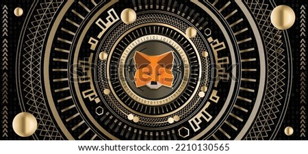 Metamask crypto coin luxury golden ornamental vector background illustration