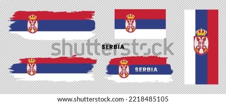 Serbia Flags vector illustration set