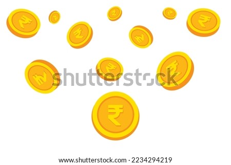 Rupee Indian Currency gold coins falling concept vector banner illustration