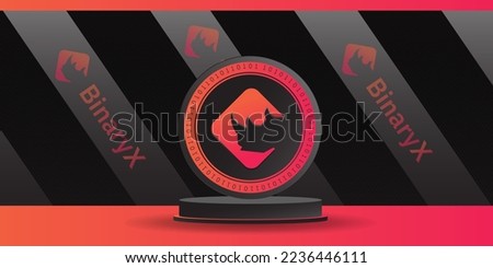 Binary X BNX crypto coin token banner and background 3D display vector illustration