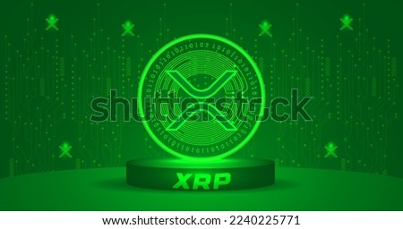 XRP (XRP) Metaverse cryptocurrency concept vector illustration banner