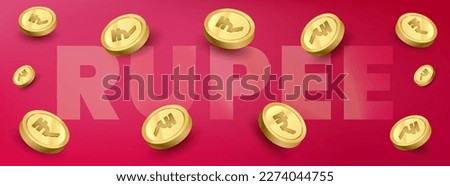 Indian Rupee currency coin template. Finance concept vector illustration banner and background. 
