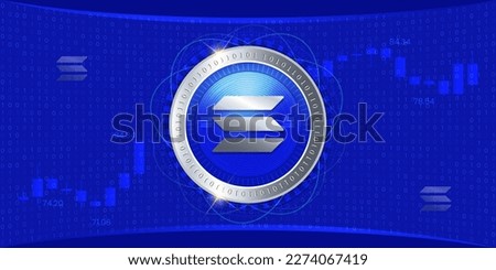 Solana (SOL) cryptocurrency vector finance banner concept illustration