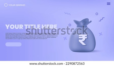 Indian Rupee money bag vector illustration for banking and finance website landing page UI design