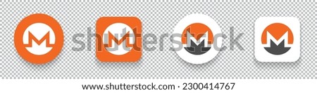 Monero (XMR) crypto currency logo symbol set isolated on transparent background vector
