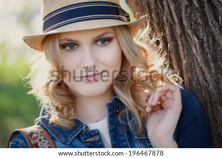 portrait of a cute girl in a hat Stock fotó © 