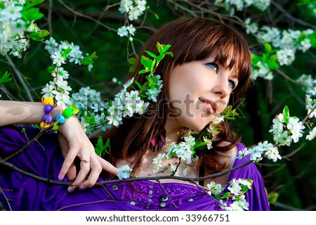 portrait of young woman in the garden