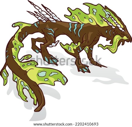 Green Swarm Water Dragon Monster Beast Color Vector Illustration