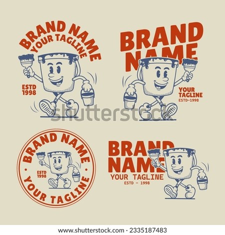 Vintage retro mascot Paint Bucket Character