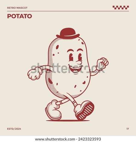 Potato Retro Mascot, cartoon mascot