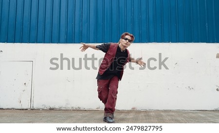 Similar – Image, Stock Photo Stylish dancer dancing in corner of studio