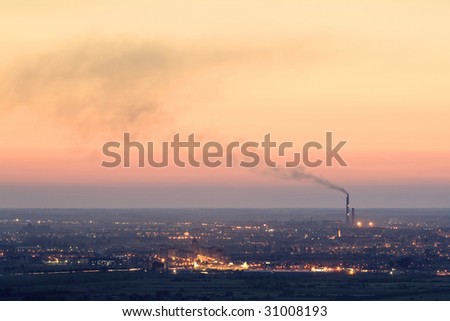 City at dusk - pollution
