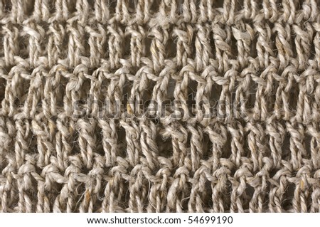 Crocheted fabric (double crochets) of linen yarn.