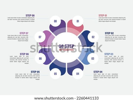 Business infographics. Vector flower chart with 5, 6, 7, 8, 9, 10 steps, options, processes, petals. Vector diagrams.