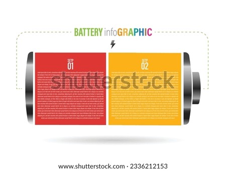 battery infographics vector. Business concept with 7 to 2 options, parts, steps or processes.