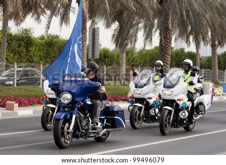 DUBAI - UAE - APRIL 06 2012: Members of Dubai Police during the \