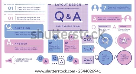 QandA Frequently Asked Questions Layout Design Set ( vector frame callout FAQ simple web color pop girly stylish emo retro )