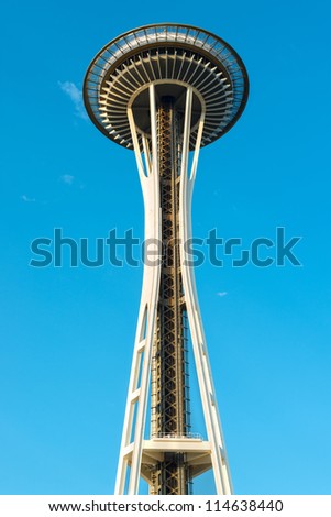 SEATTLE, WA - JULY 8: A view of the structure of the Space Needle in Seattle, Washington on July 8, 2012. Built for the 1962 World\'s Fair, 2.3 million people visit the Space Needle each year.