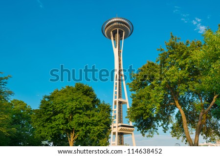 SEATTLE, WA - JULY 8: A view of the structure of the Space Needle in Seattle, Washington on July 8, 2012. Built for the 1962 World\'s Fair, 2.3 million people visit the Space Needle each year.